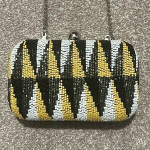 New Zara Beaded Geometric Clutch